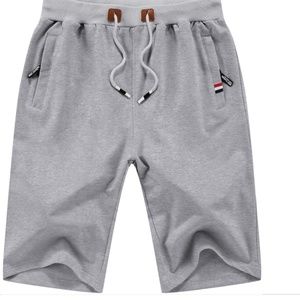 Mens Big and Tall Shorts Casual Zipper Pockets Elastic Waist- without drawstring